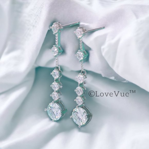 Jewelry - Certified 4ct. t.w. Diamond Linear Long Drop Earrings